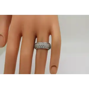 DIAMONIQUE .925 S.S. DQ CZ ETERNITY 8mm wedding BAND ring size 6,75