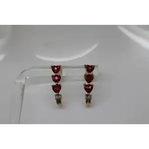 AV ALWAND VAHAN 10k Y.G. Heart Cut RUBY & DIAMOND DROP STYLE earrings