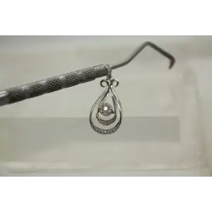 Signed 10k W.G. 1/5ctw DIAMOND DOUBLE FANCY TEARDROP pendant