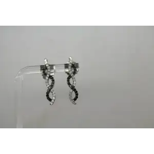 HN HENG NGAI .925 S.S. BLACK & WHITE CZ BRAIDED DESIGN earrings