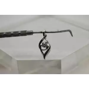 .925 Sterling Silver BLACK  & WHITE DIAMOND TWIST design pendant