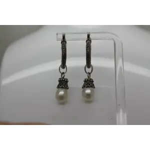 BA BALI .925 S.S. INTERCHANGEABLE PEARL DROP HOOP earrings