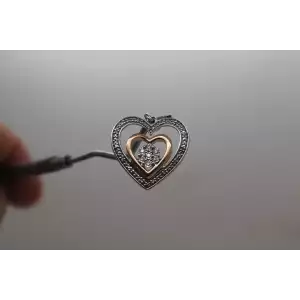 Signed .925 S.S. 10k R.G. DIAMOND ILLUSION DOUBLE HEART pendant