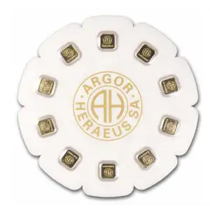10x 1 gram Gold Bar - Argor-Heraeus Goldseed (In Assay)
