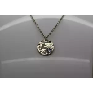 SHABLOOL DIDAE ISRAEL BLUE TOPAZ HAMMERED DISK pendant necklace 18