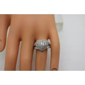 JUDITH RIPKA .925 S.S. PAVE CZ HEART ring size 8 #