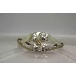 COURTNEY DESIGN .925 S.S. & Brass DOGWOOD FLOWER DESIGN CUFF 6.5