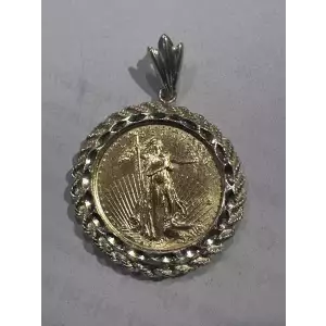 1/4oz American Gold Eagle in 14k Rope Bezel (2)
