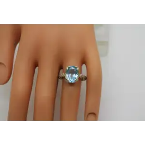 STEVEN DWECK .925 S.S. BLUE TOPAZ FLORAL BAND ring size 8 #