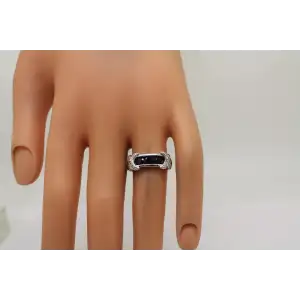 ROSS SIMONS .925 S.S. BLUE SAPPHIRE & DIAMOND ring size 7