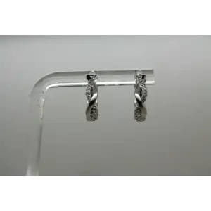 Signed ODI 10k W.G. DIAMOND BRAIDED HOOP DESIGN earrings