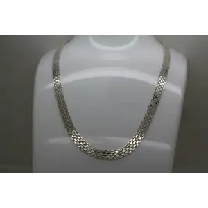 Signed FAS .925 S.S. MESH DESIGN HIGH SHINE necklace 17