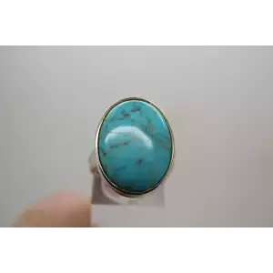WK WHITNEY KELLEY .925 Sterling Silver large TURQUOISE ring size 7.5