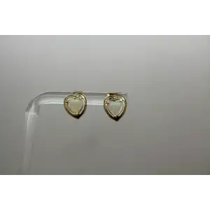 14k Y.G. Heart Cut OPAL HEART DESIGN STUD earrings