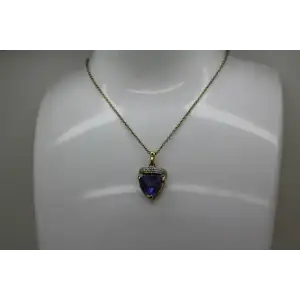 ROSS SIMONS gold over .925 S.S. BLUE STONE Diamond Accent necklace