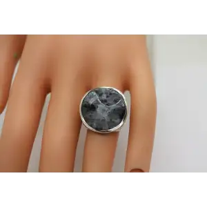 R1875 SILPADA .925 S.S. WAVY FELDSPAR BLACK GREY STONE size 7 #