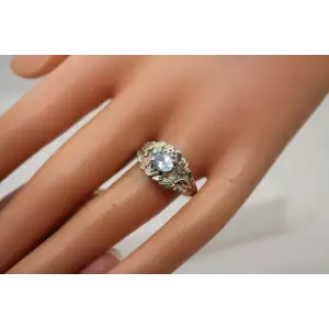 .925 S.S. 12k BLACK HILL GOLD AQUAMARINE ring size 9 #
