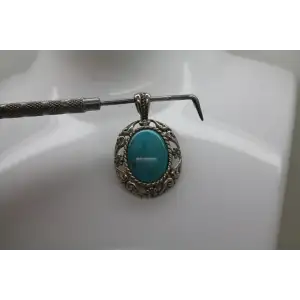 CAROLYN POLLACK RELIOS .925 S.S. OVAL TURQUOISE SLIDE pendant
