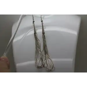 Vtg. .925 S.S. SOUTHWESTER STYLE LIQUID SILVER LOOP DESIGN Dangles