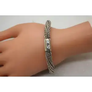 .925 S.S. THICK WHEAT CHAIN BRAIDED DESIGN bracelet 8 1/2
