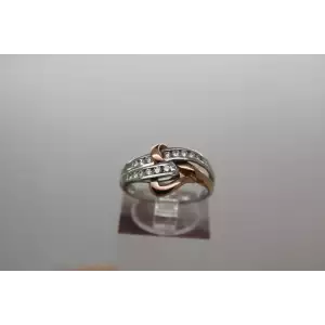 10k W.G. & R.G. .25 ctw DIAMOND INTERTWINED HEART ring size 6.5