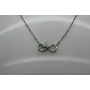 Signed .925 S.S. Heart Cut OPAL INFINITY necklace 17