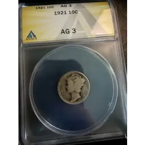 1921  Dimes Winged Liberty Head or Mercury ANACS AG-3