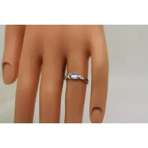 .925 S.S. RAINBOW MOONSTONE with CLEAR accents ring size 5.75