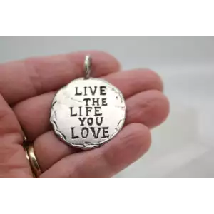 Vintage G&H GRACE & HEART LIVE THE LIFE YOU LOVE, LOVE THE LIFE YOU LIVE Pendant