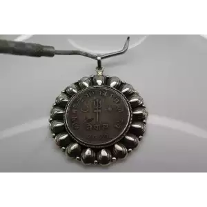 Signed HSC .925 Sterling Silver Framed NEPAL 2020 COPPER COIN pendant