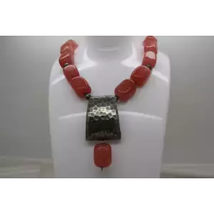 SILPADA HAMMERED .925 S.S. Chunky CHERRY QUARTZ BEADED toggle 16