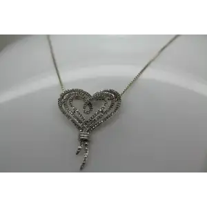 Signed SUN .925 S.S. DIAMOND TRIPLE KNOTTED HEART necklace 22