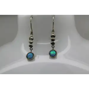 ISRAEL .925 S.S. BLUE OPAL TRAILING HEARTS dangles #