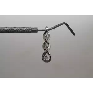 Signed .925 Sterling Silver DIAMOND chip TWIST DESIGN pendant