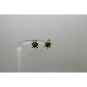 JCM JACMEL MAURITIUS 10k Y.G. ENAMELED DIMENSIONAL TURTLE studs