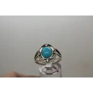 Signed RJ .925 S.S. TURQUIOSE w/ accents ROPE DESIGN ring size 10