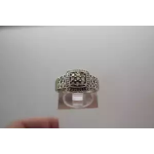 10k White Gold .27ctw BROWN & .36ctw WHITE DIAMOND HALO ring size 7