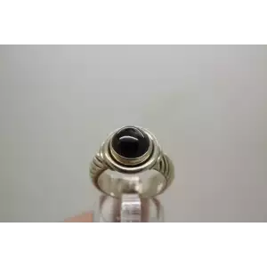 Vintage .925 S.S. NATURAL BLACK STAR DIOPSIDE ring size 7.5