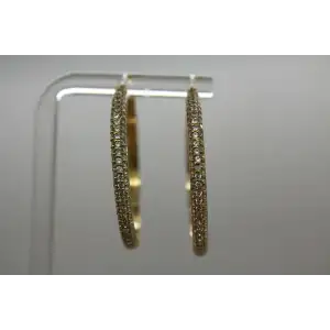 JCM Gold Over .925 S.S. PAVE CZ LARGE ROUND HOOP earrings