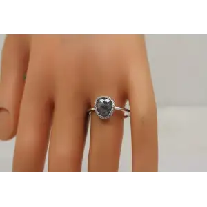 .925 Sterling Silver OFFSET GALAXY CZ HALO ring size 10
