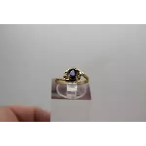 14k Yellow Gold BLUE TOPAZ & DIAMOND CLUSTER size 3.75