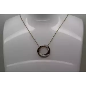 R.G. over .925 Sterling Br.  Wh. CRYSTAL SWIRL CIRCLE necklace 18
