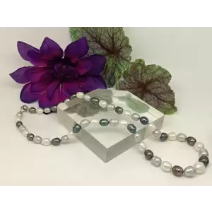 Honora Multi Color Gray Iridescent Baroque Pearls 925 Sterling Silver Necklace (4)