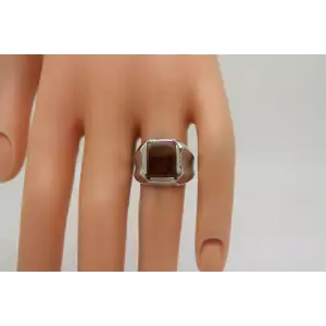 Vtg. Signed .925 S.S. NATURAL AGATE HORIZON LANDSCAPE ring size 6.5