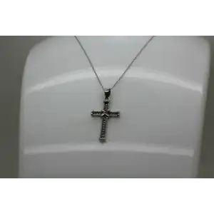 .925 S.S. DIAMOND accent CROSS pendant necklace 18