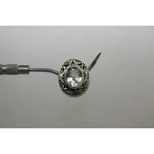 RARE RETIRED LORI BONN .925 S.S. OVAL CLEAR QUARTZ SLIDE CHARM