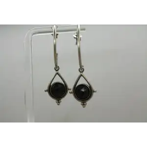 PANDORA ALE .925 S.S. BLACK SPINEL COMPOSE HOOP earrings