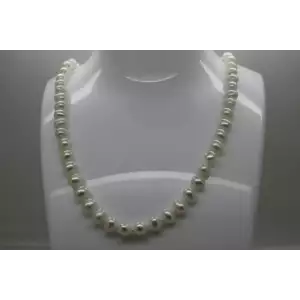 14k Yellow gold KNOTTED EGG SHAPE WHITE PEARL necklace 18