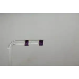 Signed 10k Y.G. Emerald Cut AMETHYST STUD earrings