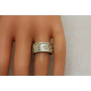 .925 S.S. CHINESE SYMBOL for LOVE & HAPPINESS CIGAR BAND ring 7.75